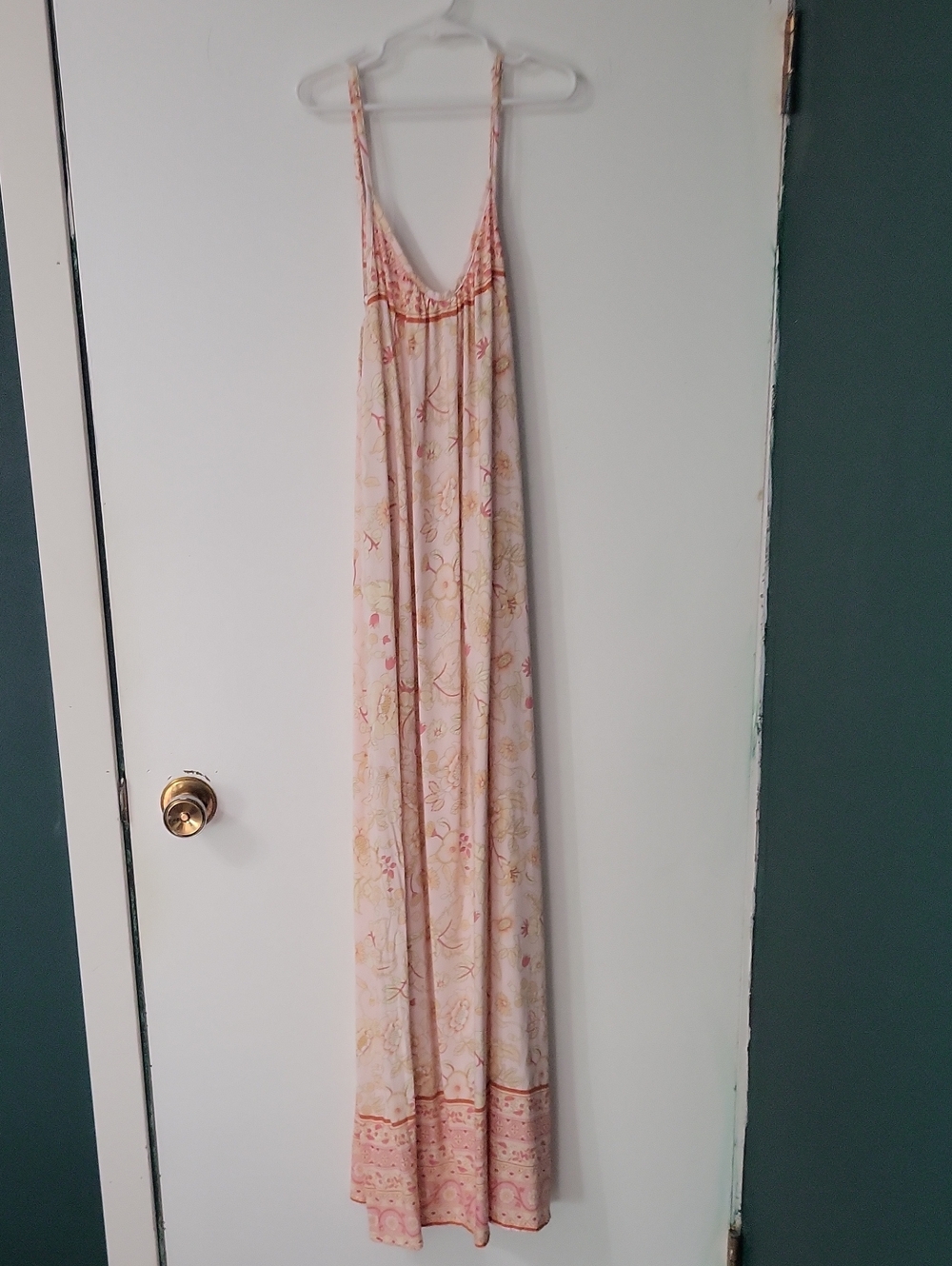 Light Pink Floral Maxi Sundress with Spaghetti Straps